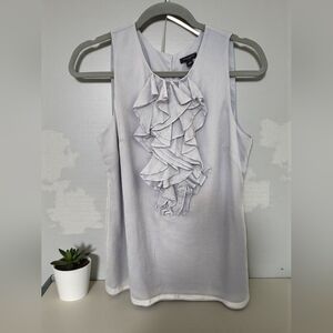 Ann Taylor Cotton/Silk Slate Blue/ Gray Ruffled Women's Top, S